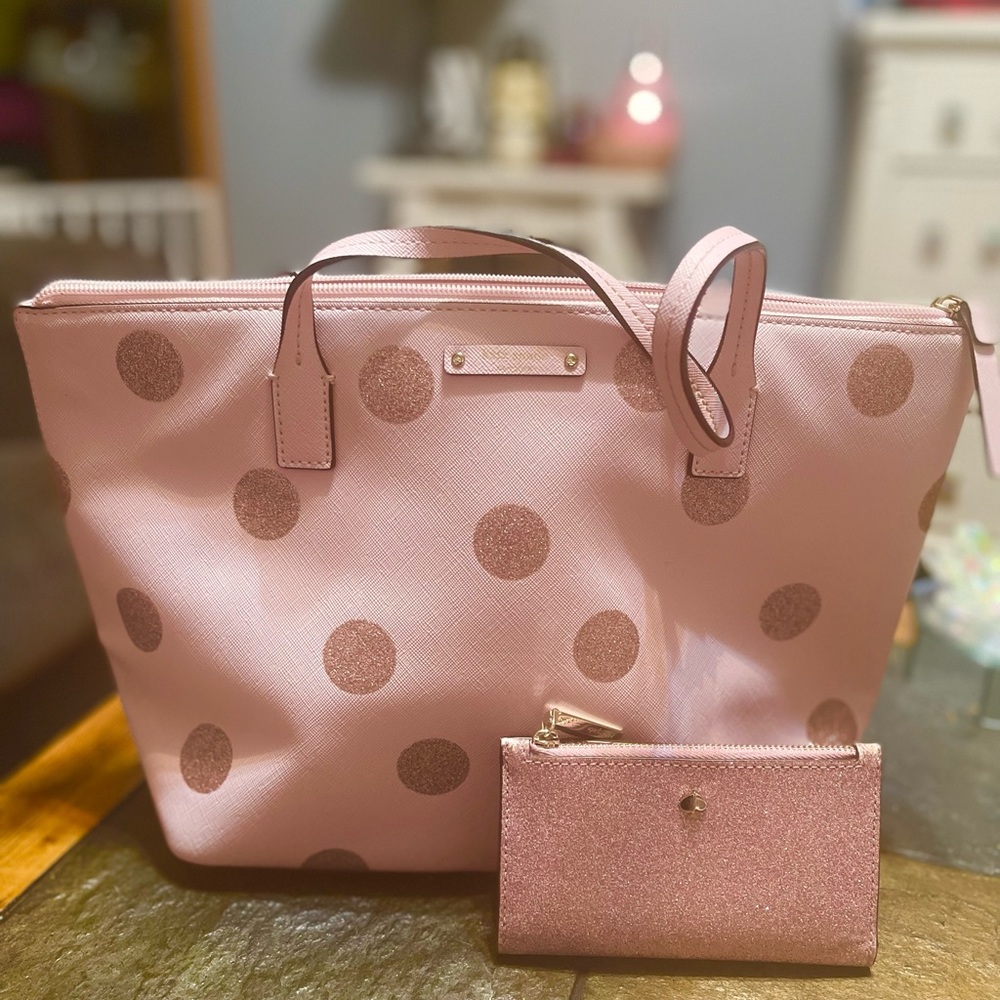Pink polka dot Kate Spade purse